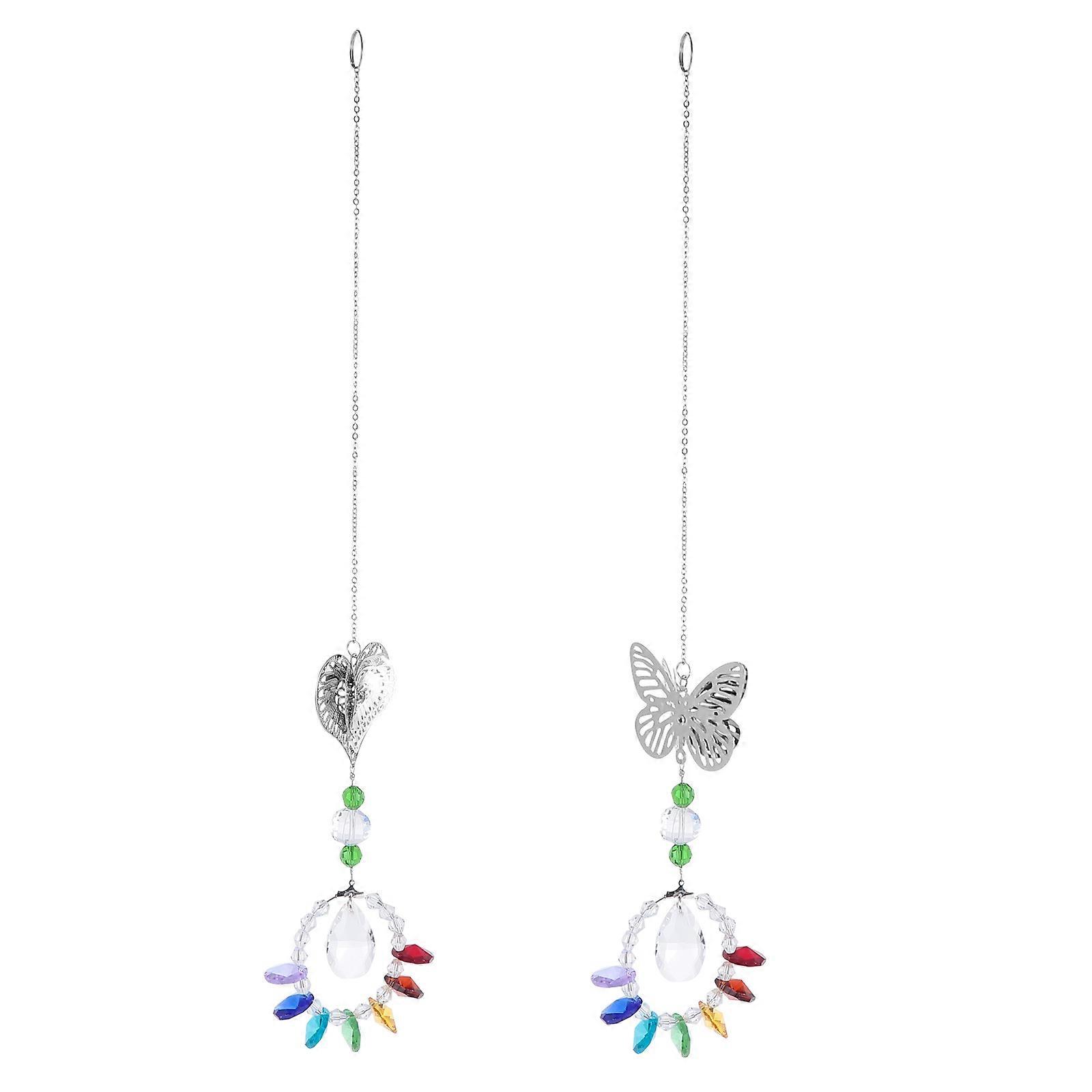 Crystal Pendants Design Heart Shape Lamp Pendants Car Decorations 30X6CM Light Refraction 2Pcs