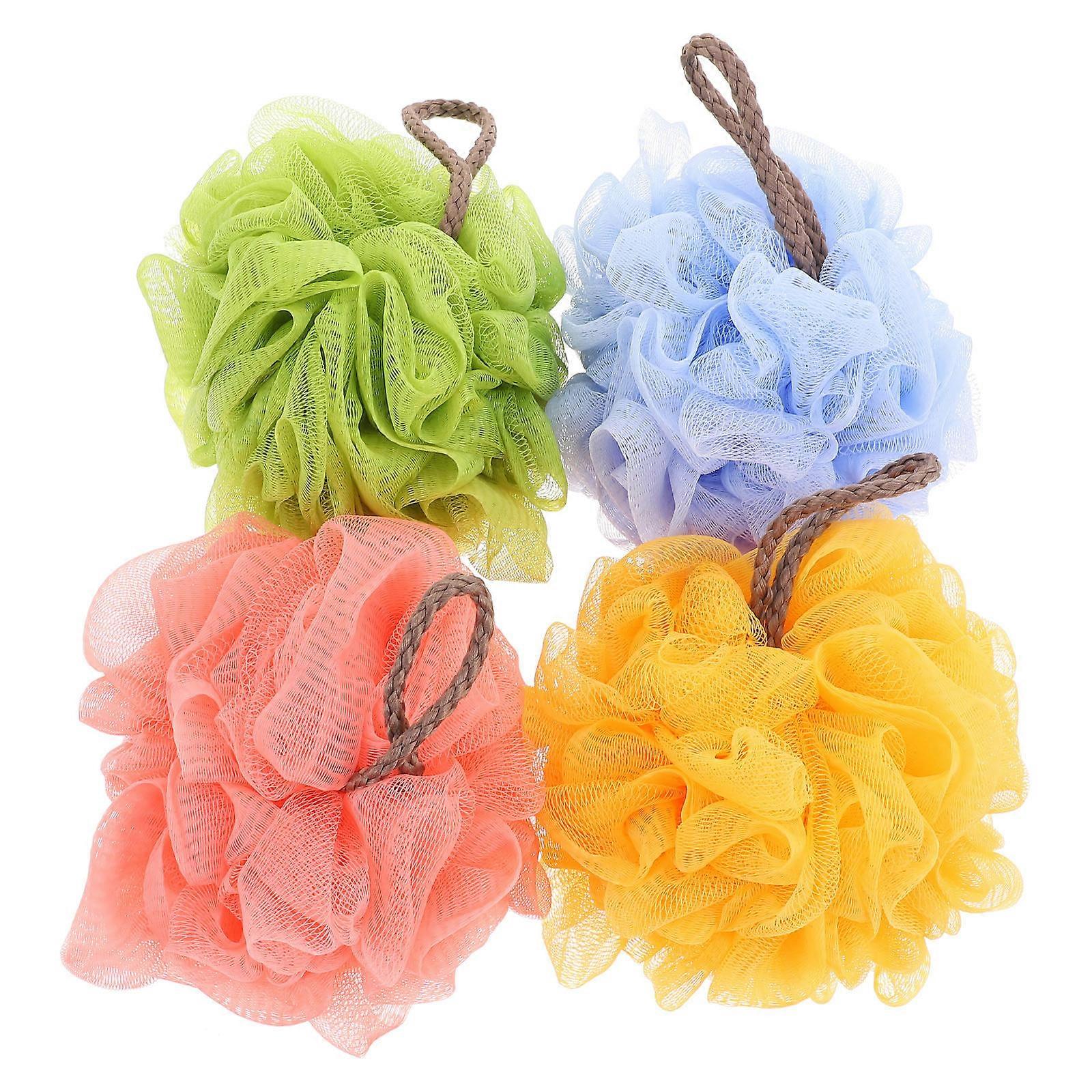 4pcs Bath Shower Balls Gentle Exfoliating Mesh Pouf for Deep Cleansing, Ideal for Women & Men, Bathroom Essentials Supply