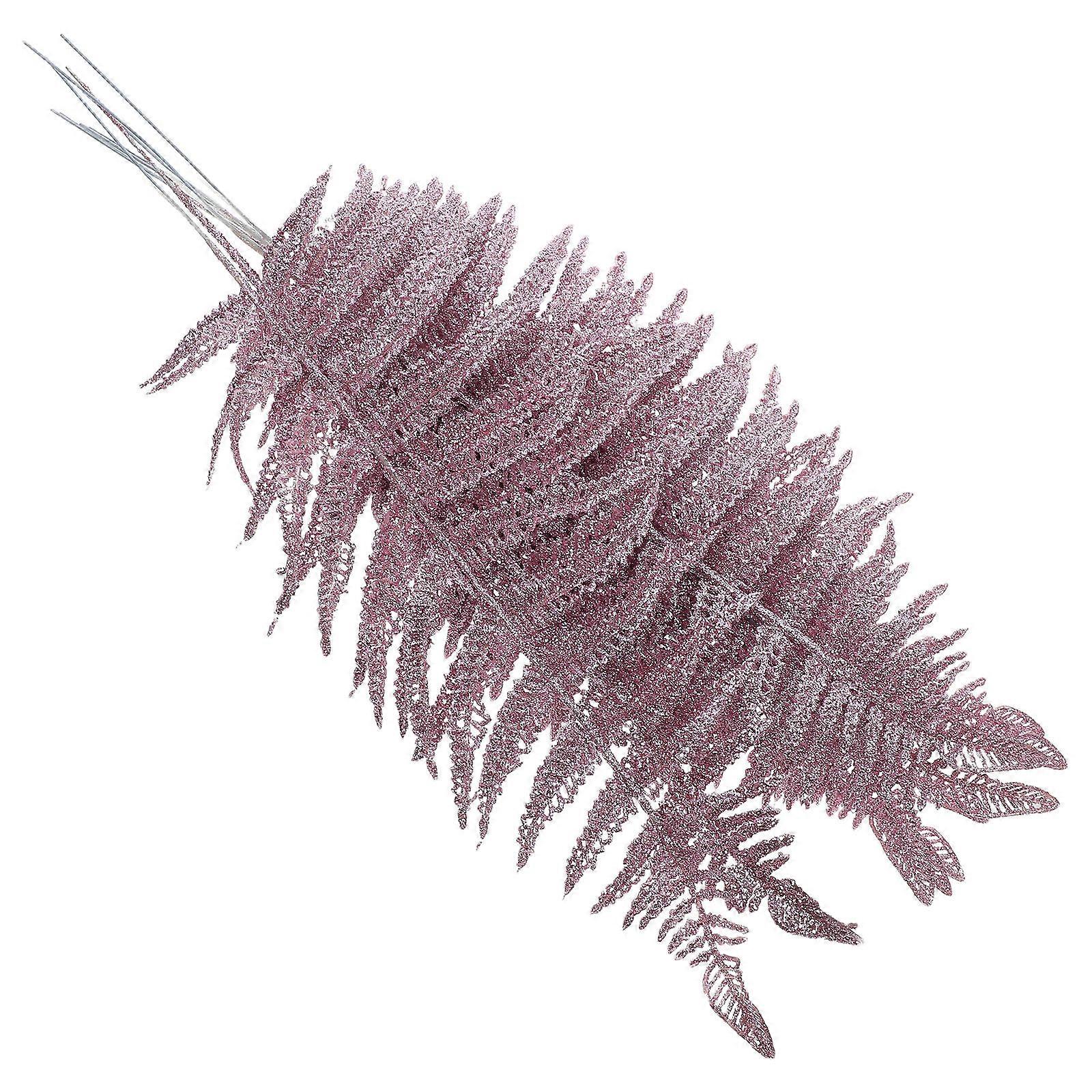 10pcs Pink Artificial Ferns Decorative Plants for Home Office Wedding Realistic Fake Leaves Adornment Handmade Faux Greenery for Flower Arrangements