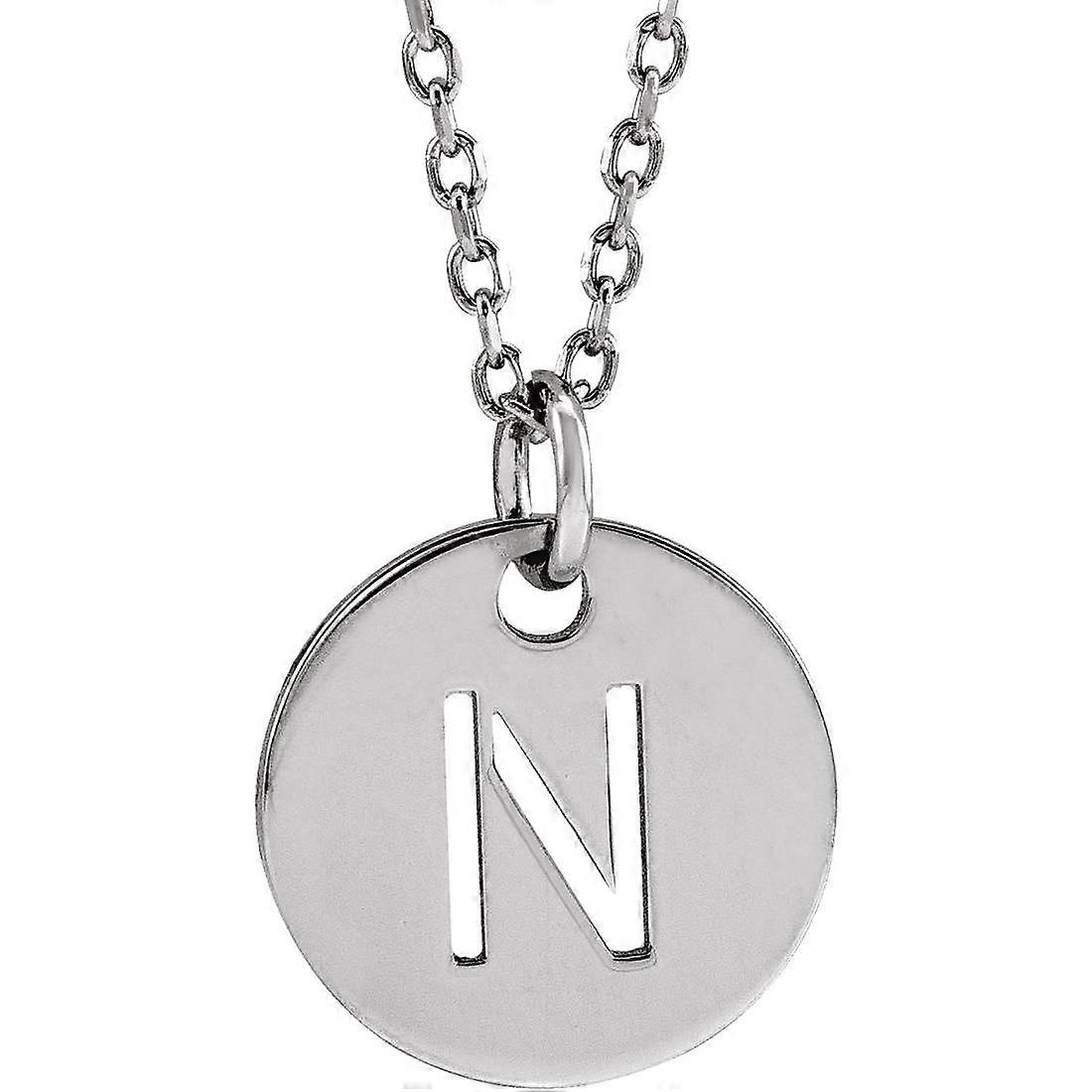 925 Sterling Silber Buchstabe Name Personalisiertes Monogramm Initiale N 10mm 16 18 Zoll polierte Initiale Disc Halskette Anhänger-N