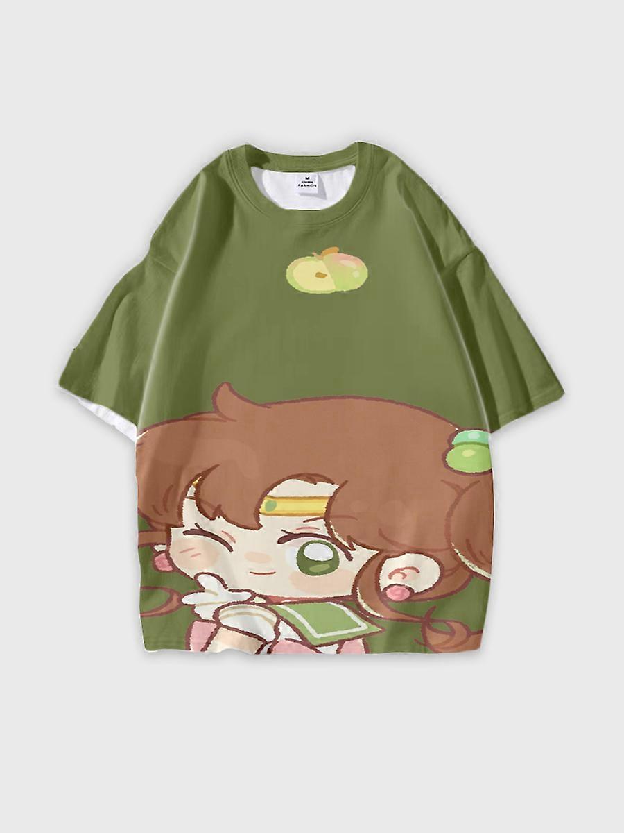 T-shirt round neck Role Pattern loose short sleeve D3363