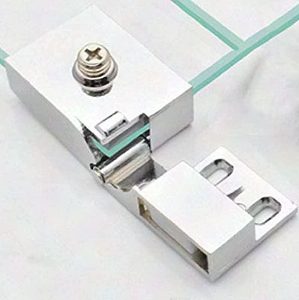 Frameless Glass Door Hinge for Wine Cabinet - Side Mounted Silver Showcase Hinge
