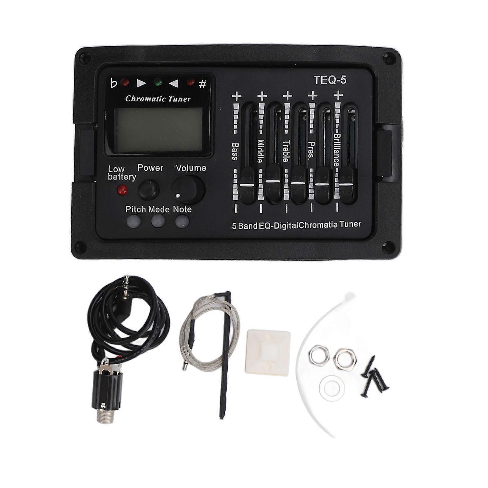 TEQ 5 Acoustic Guitar Preamplifier Equalizer 5 Band Professional Guitar Preamp EQ Equalizer with Tuner