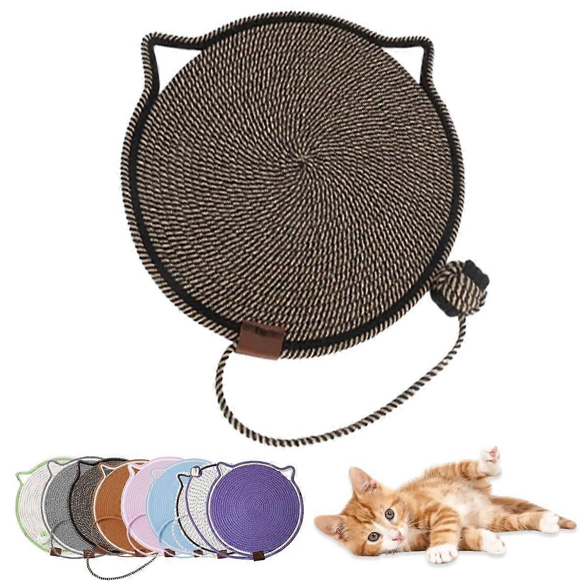 50.8 cm round scratching mat for indoor use, natural cotton rope, cat scratching mat for sofas, carpets, or wall mounting (Coffee, 50.8 cm)