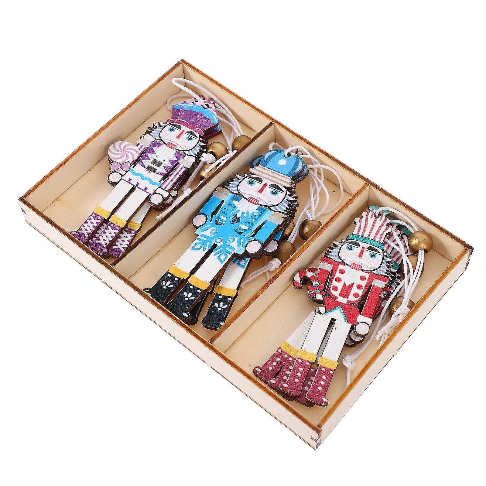 Hanging Nutcracker Decoration Nutcracker Pendant Christmas Party Multi-colored 9Pcs