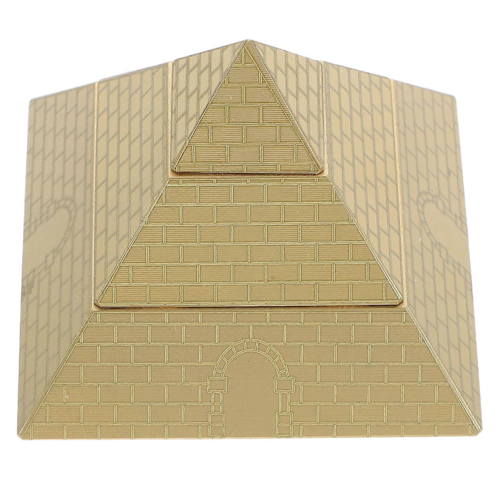Brass Rotating Pyramid Desktop Bookshelf Living Room Decor 5.50X5.50X3.96CM Interactive Element 1Set