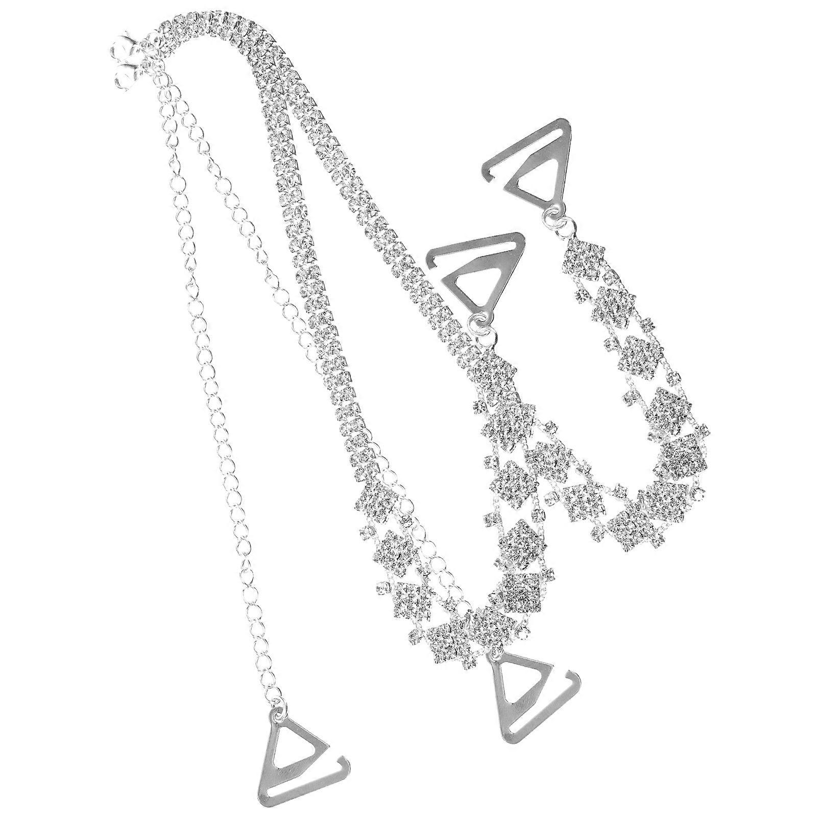 2pcs Rhinestone Bra Straps for Women Removable Invisible Shoulder Strap Silver Color