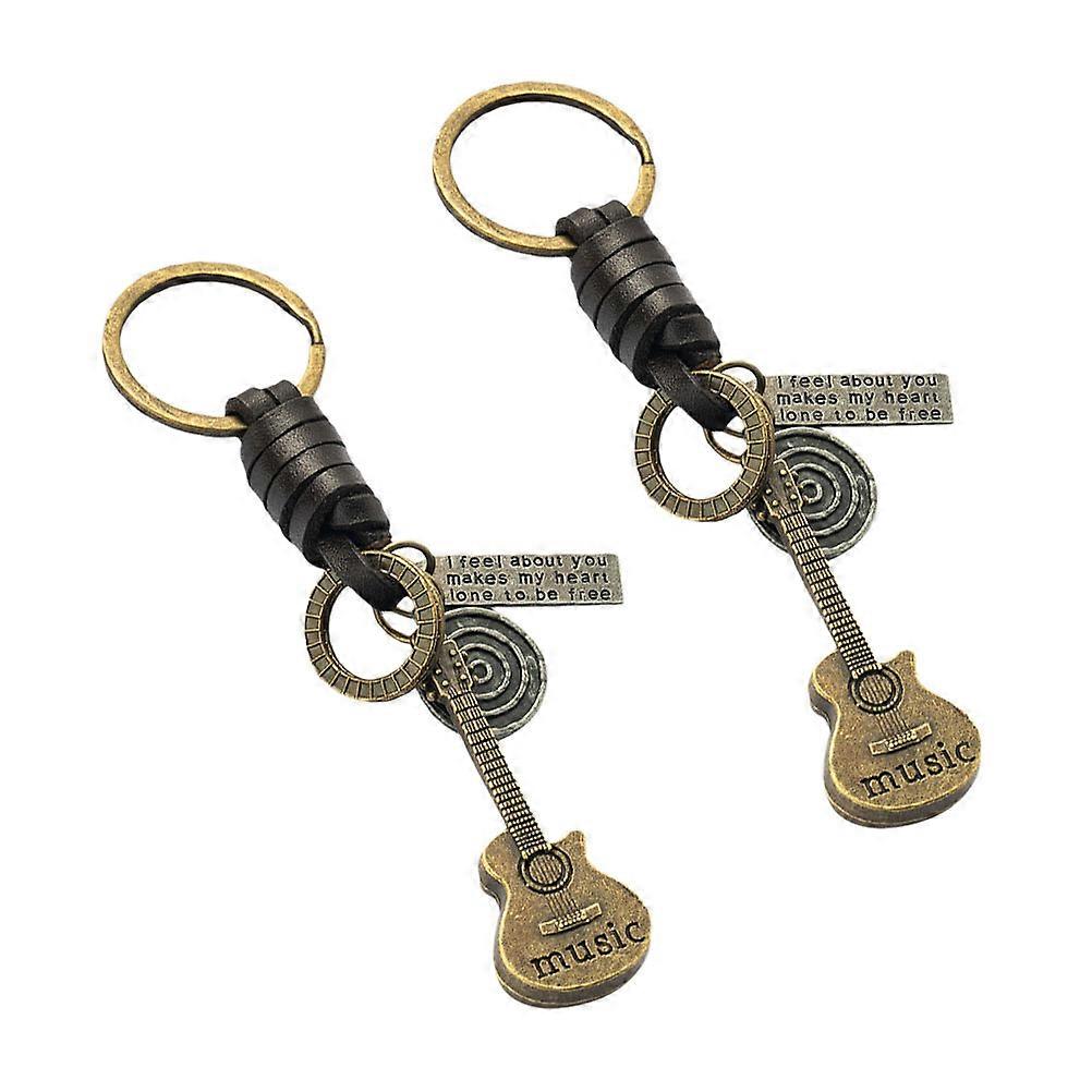 Mini Gitarr Nyckelring Vintage Nyckelringar Liten Gitarr Form Blandad Färg 12x3cm Vardagsbruk 2st