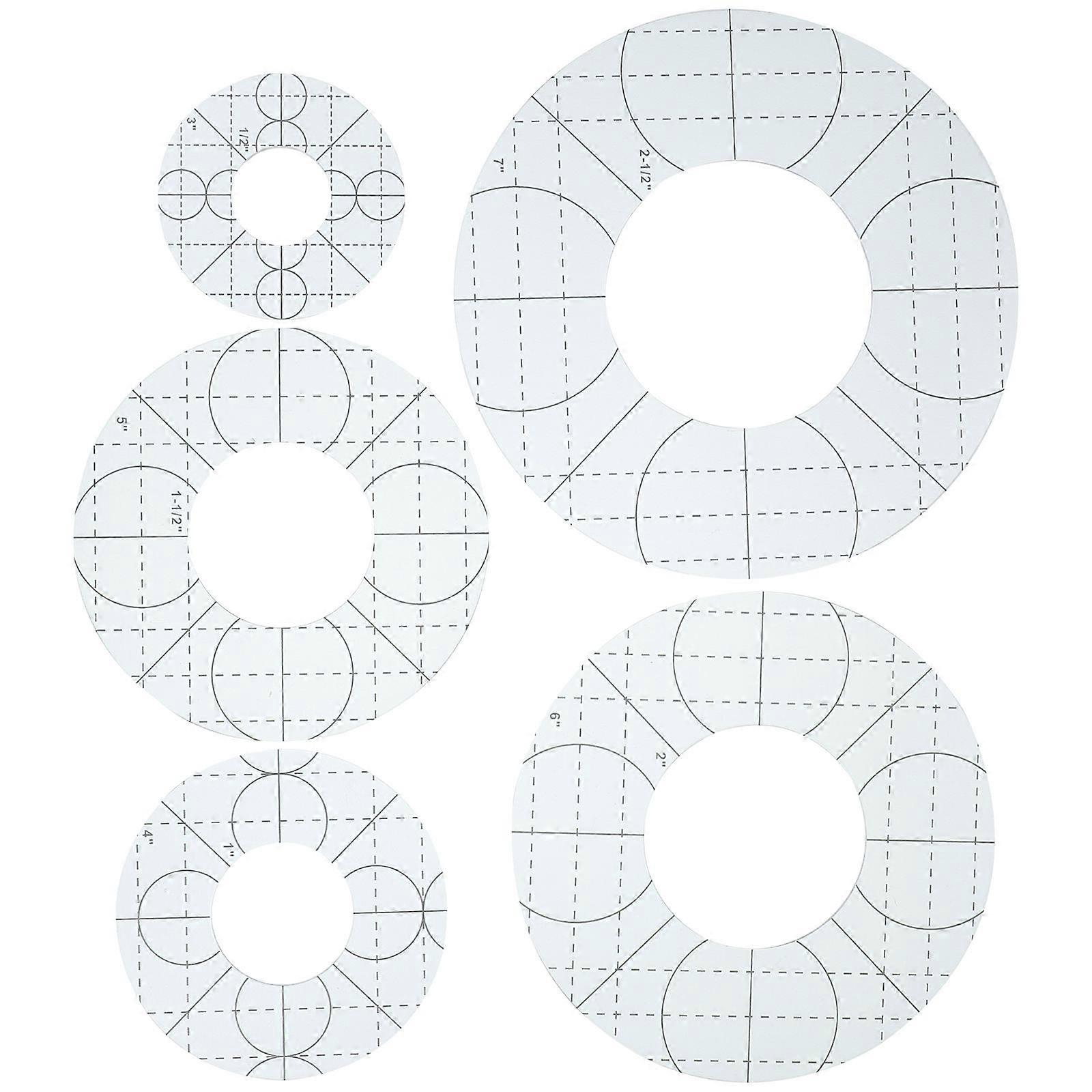 Circle Quilting Rulers 5Pcs Non-slip Surface Acrylic Designed For 16.50X16.50X0.30cm