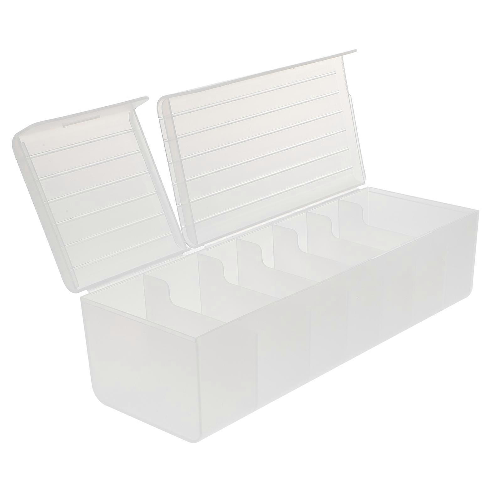 ケーブル管理ボックス、収納用 7 スロット付き デスク用ホワイトプラスチック充電器オーガナイザー 5.9x3.9x2.2 インチ