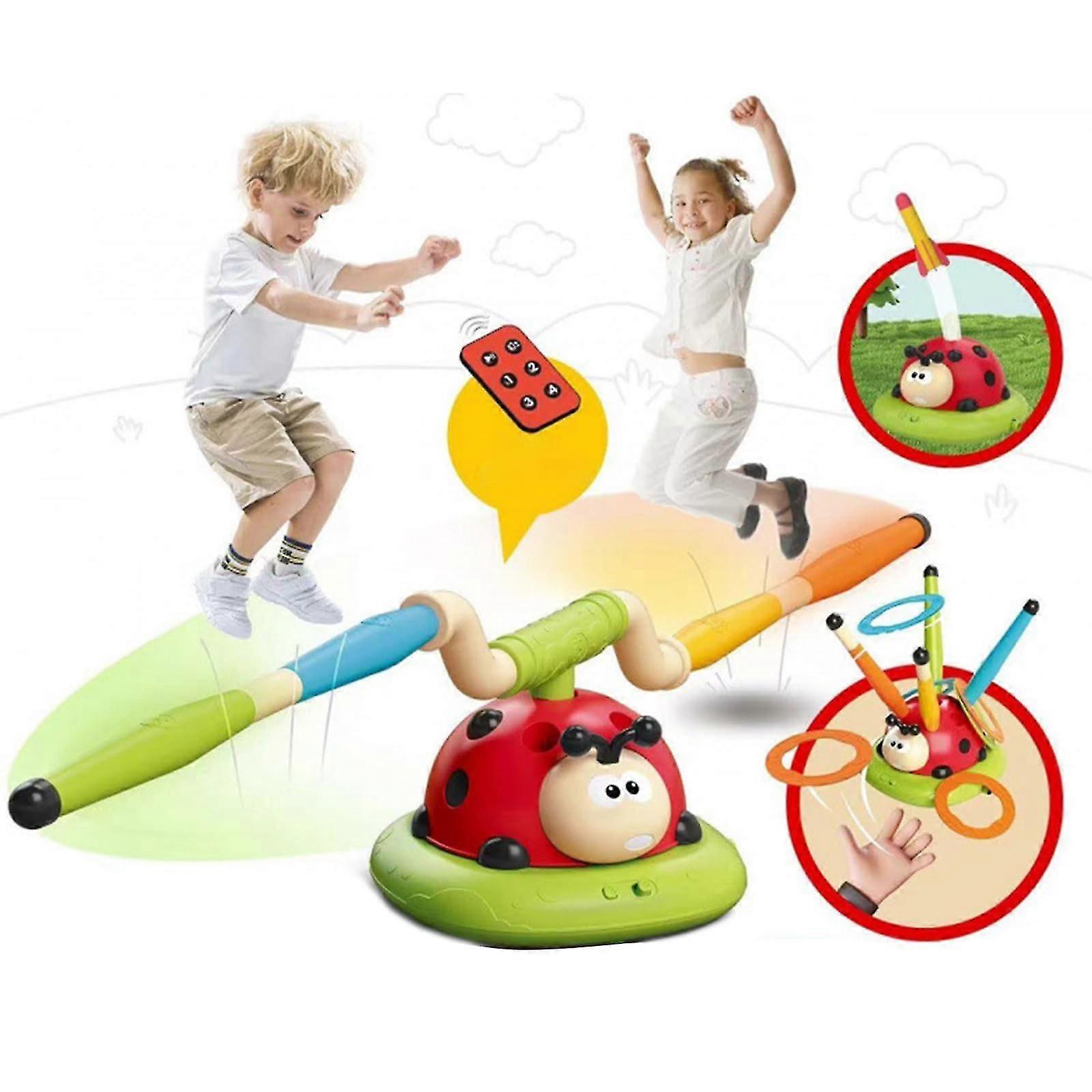 2025 3 In 1 Ladybugs Musical Jump Rings Tosse Game Rocketss Launchers For Kids Outdoor Games Garden Toys With Remote Control For Kids 1-5