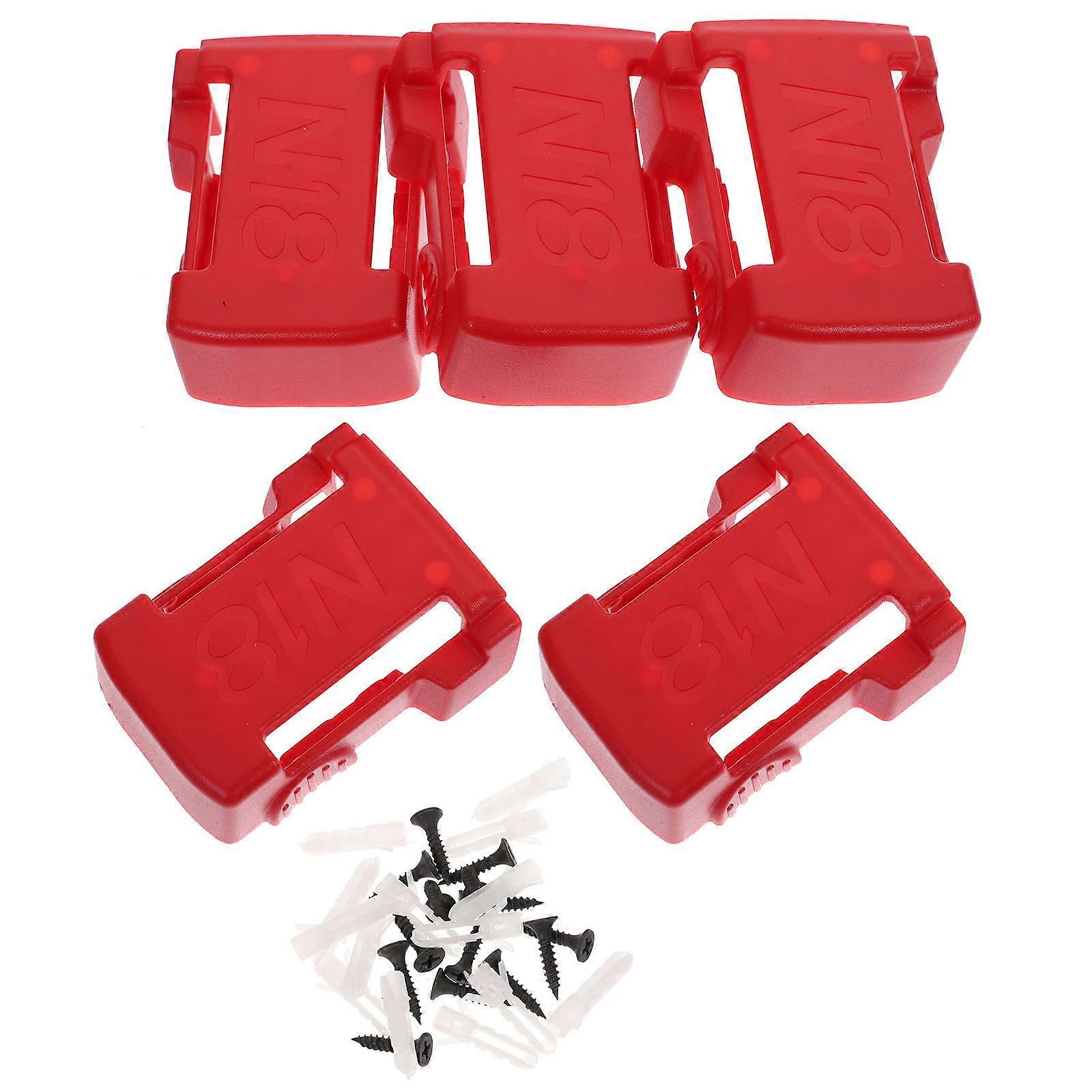 Wall Mountable Battery Holder for 18V Drill Batteries Storage and Transport in Red ABS PC Material