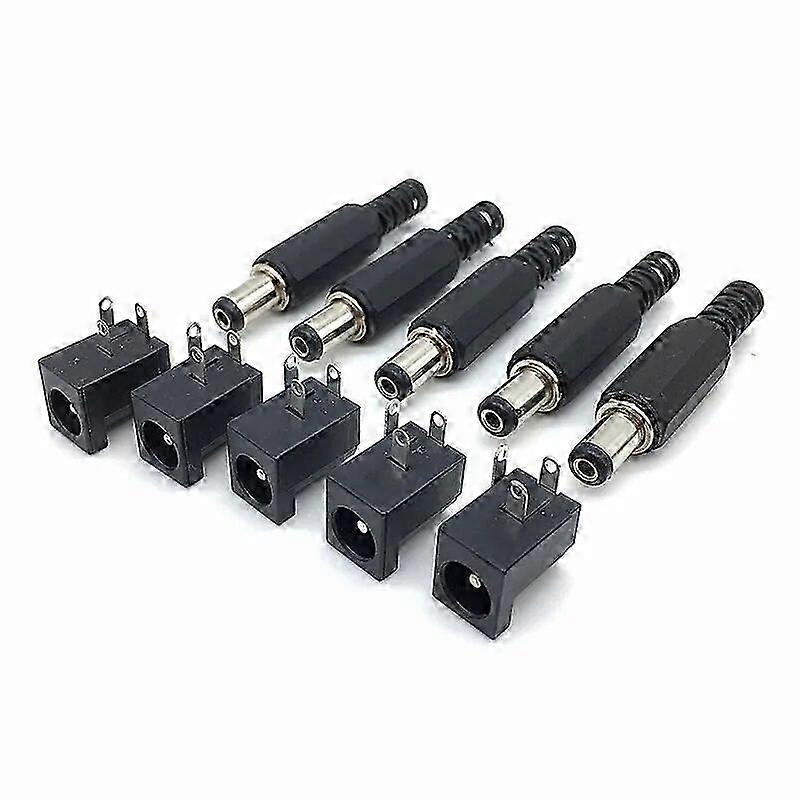 10PCS ΣΥΝΕΧΉΣ συνδετήρας δύναμης 2.5x5.5mm θηλυκός και αρσενικός προσαρμοστής υποδοχών υποδοχών βουλωμάτων βουλωμάτων τοποθετεί το συνδετήρα DIY 5.5x2.5