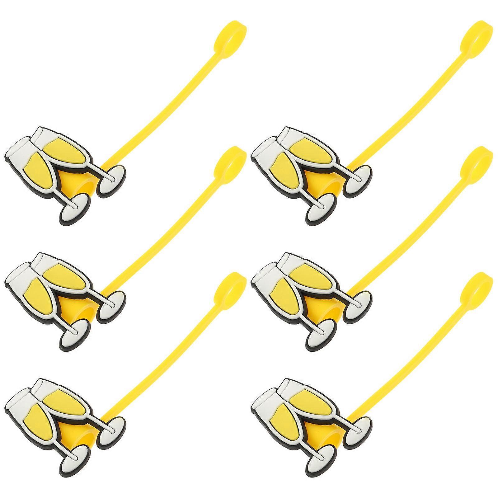 6pcs Yellow Silicone Straw Tips Covers for Daily Use Dust Protection and Decorative Straws