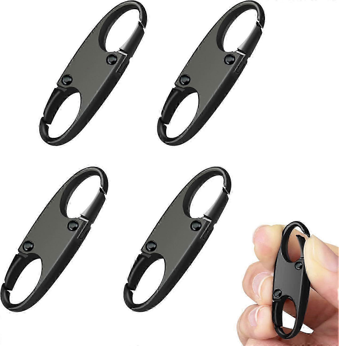 slide fastener Clip Theft Deterrent,Double Opening Pull Replacement,Detachable Connectors Lock-Black 4PCS