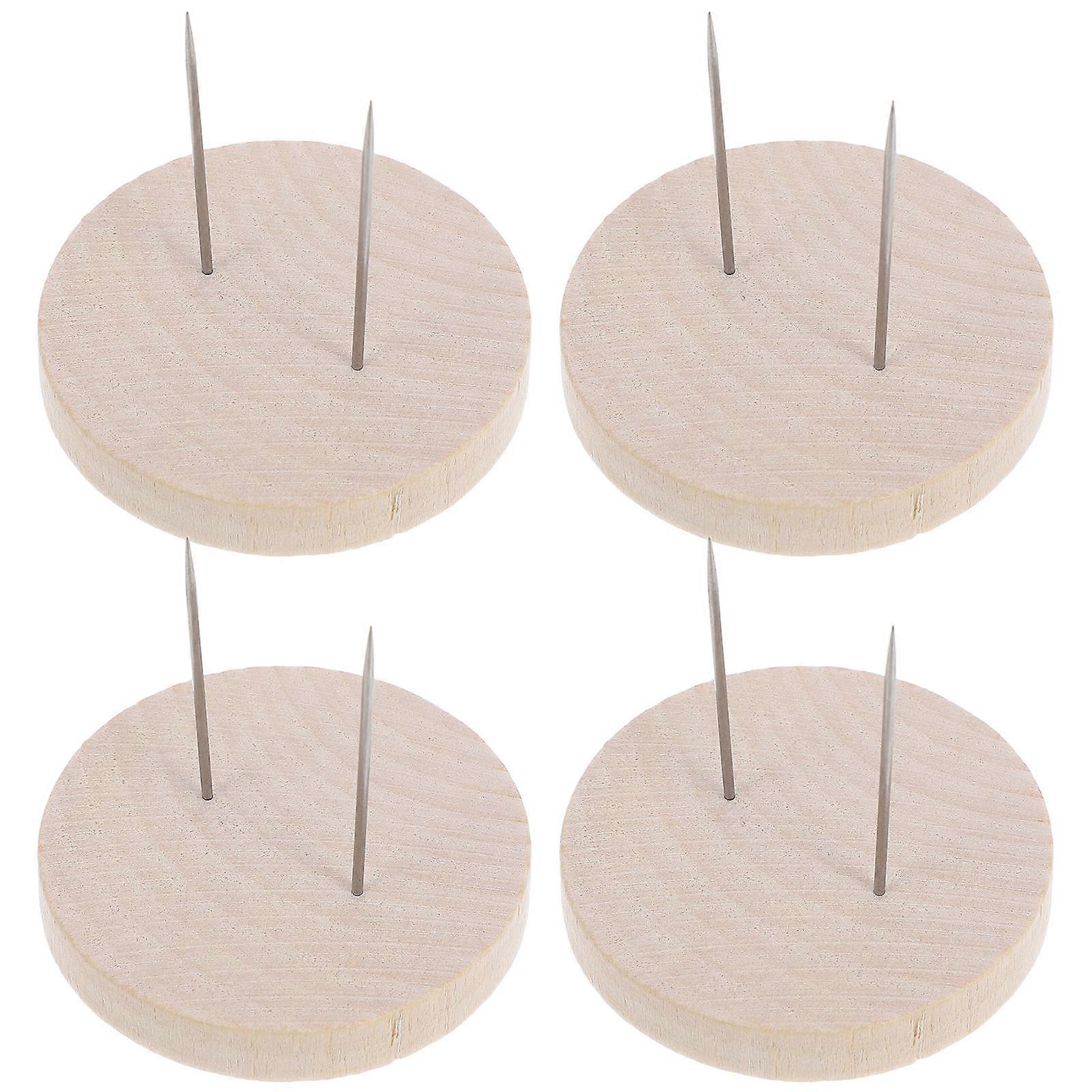 Crochet Needle Holder Wooden Stands for Display Rectangular Base 5.00X5.00X4.00CM Support Dolls Showcase 4 Sets
