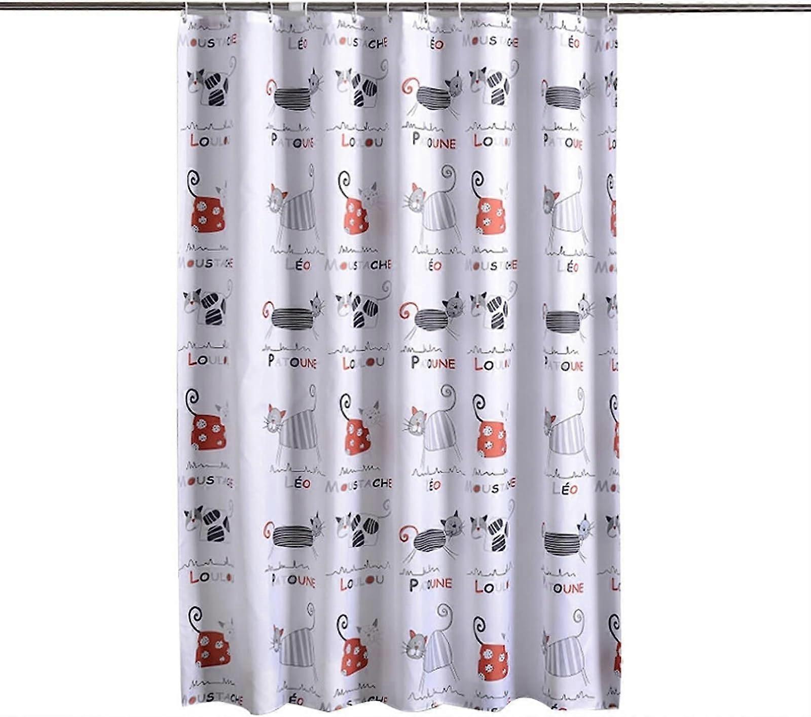 Shower curtain, washable, decorative, sturdy fabric, with eyelets and hooks (280x200cm)