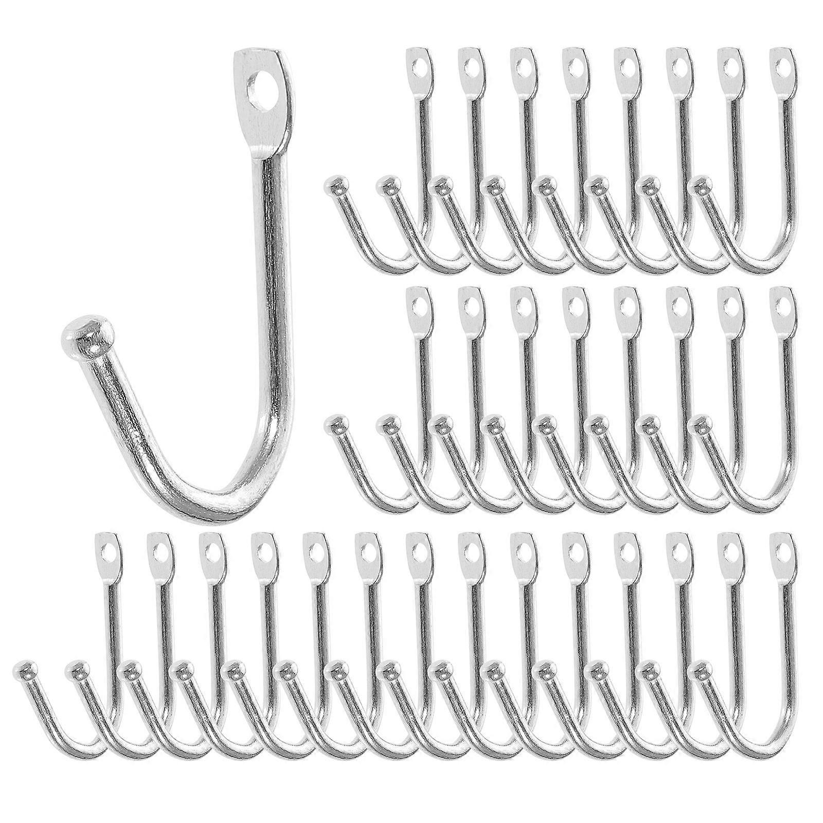 Wall Mounted Iron Hooks for Home Use Silver Color Suitable for Many Scenes 30 Pieces