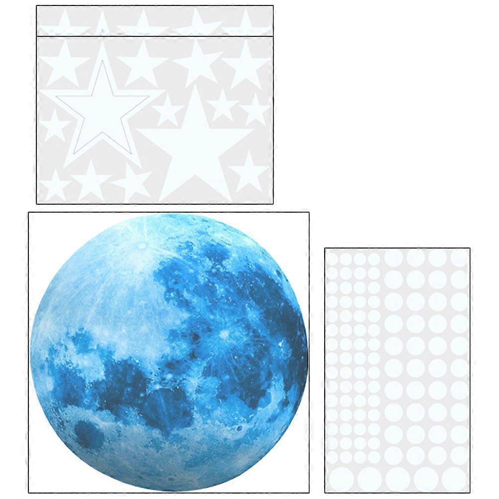 Planet Wall Stickers 1 Set Glow In The Dark Decals For Bedroom Decoration Assorted Color Moon Shape Features