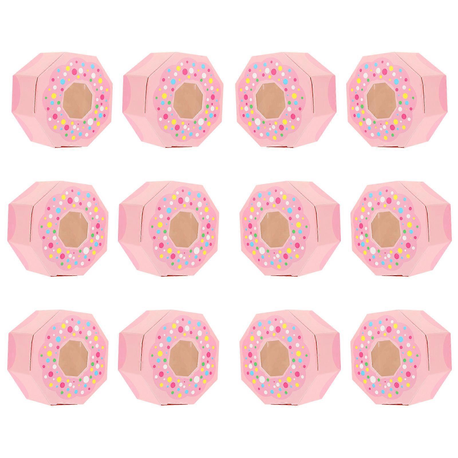 12Pcs Donut Style Paper Boxes for Souvenir Packaging and Wedding Candy Storage