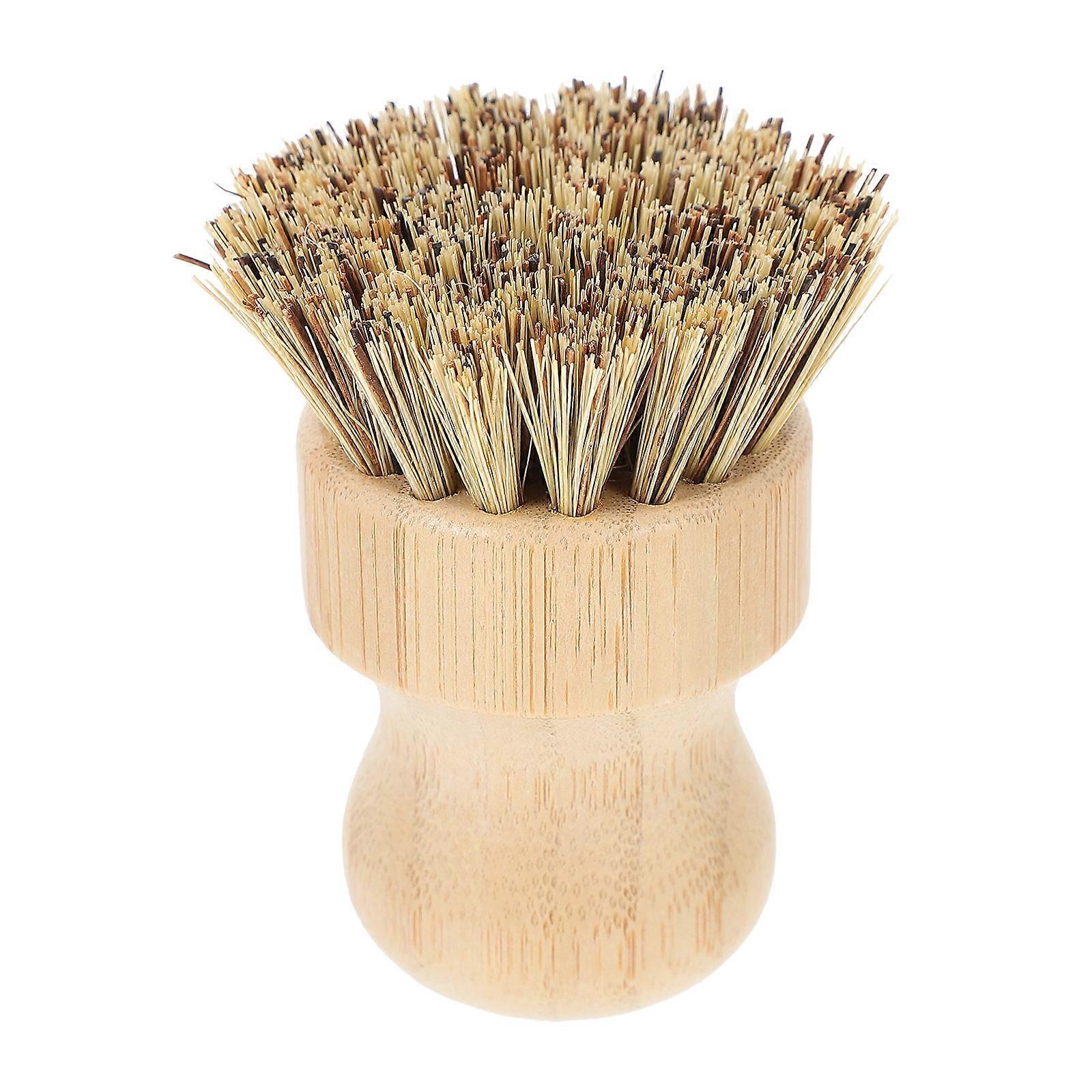 Khaki Pot Brush with Sturdy Nonscratch Bristles for Home Use Made of Sustainable Material