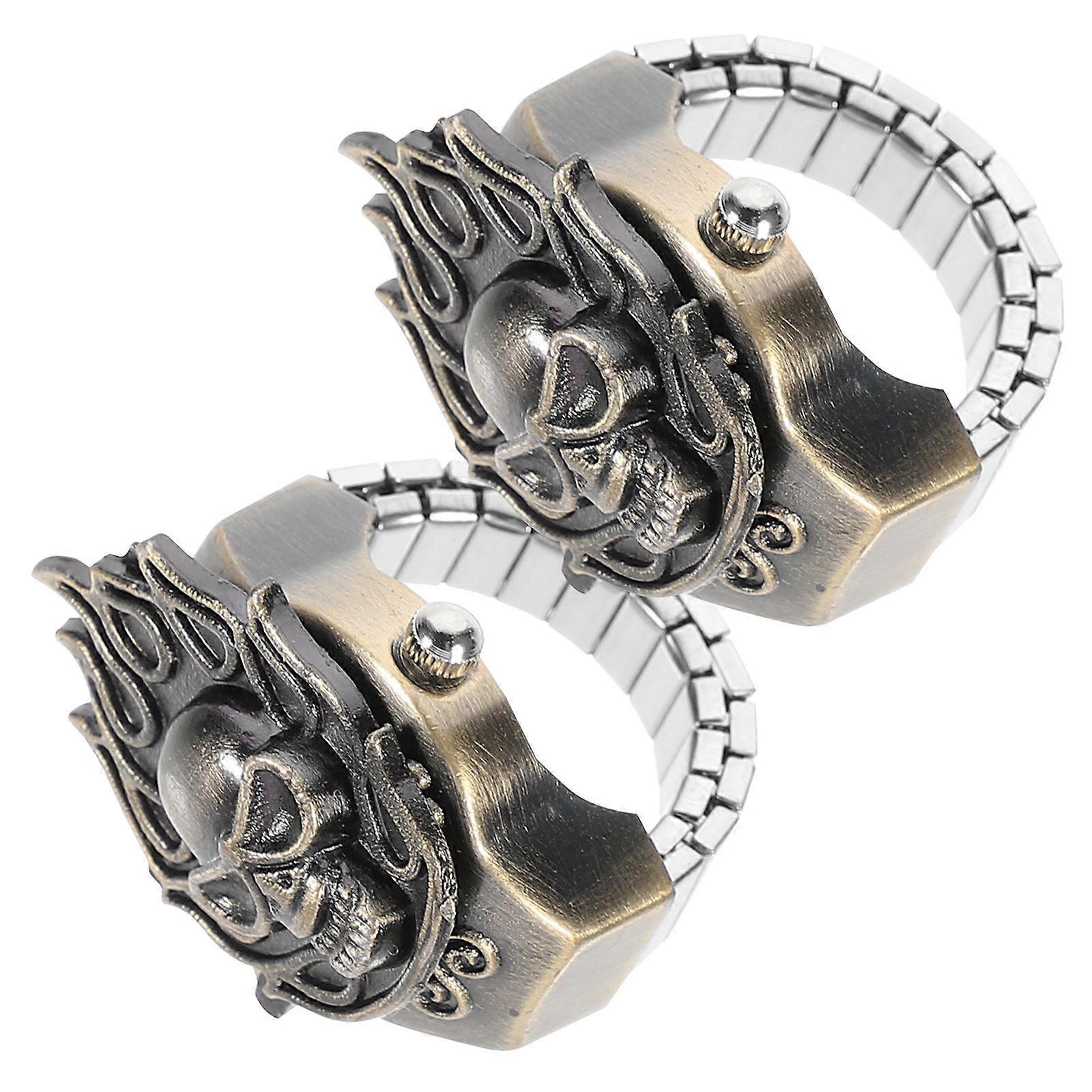 Casual Finger Watch Unique Retro Design Multi For Both Men And Women Trendy Fashion Accessory 2Pack