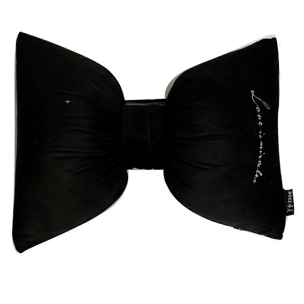 Black Velvet Car Headrest Pillow for Neck Support with Bow Shape and Adjustable Button 14.5x8.5 Inches