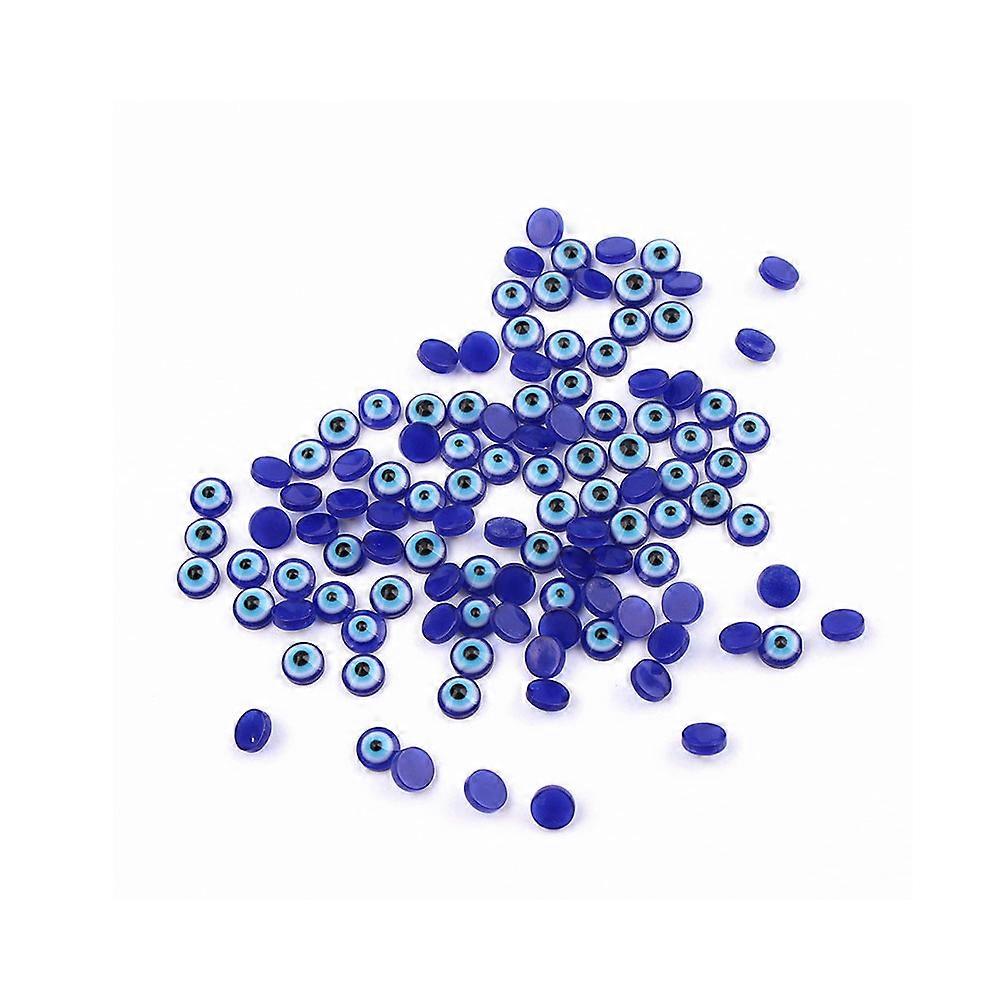 100Pcs Blue Evil Eye Resin Flat Back Beads for DIY Jewelry Making and Scrapbooking 8 x 8mm