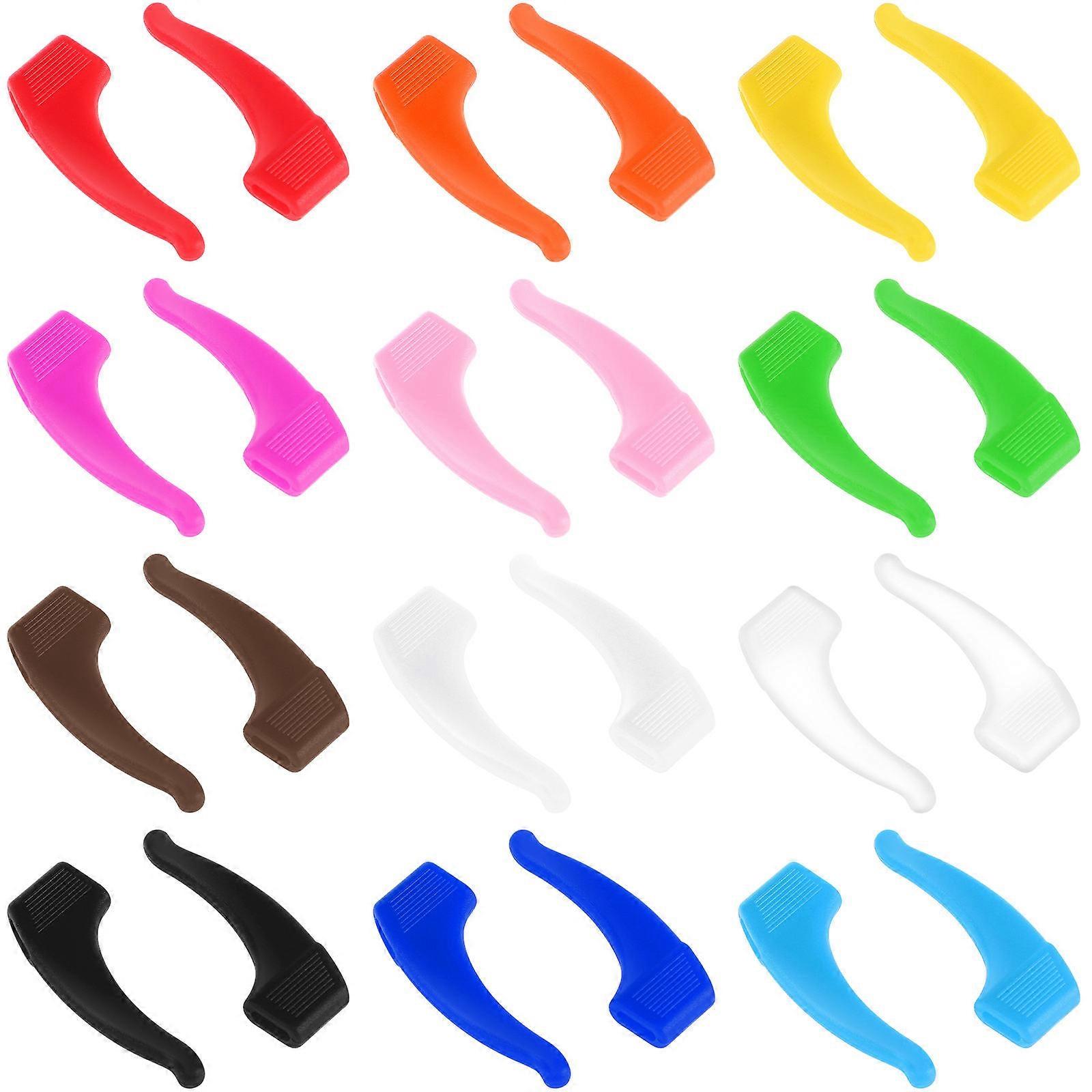 Silicone Eyeglass Hooks with Skid Resistant Ear Pads – 12 Pair Pack for Comfortable, Secure Fit During Outdoor Activities and Sports