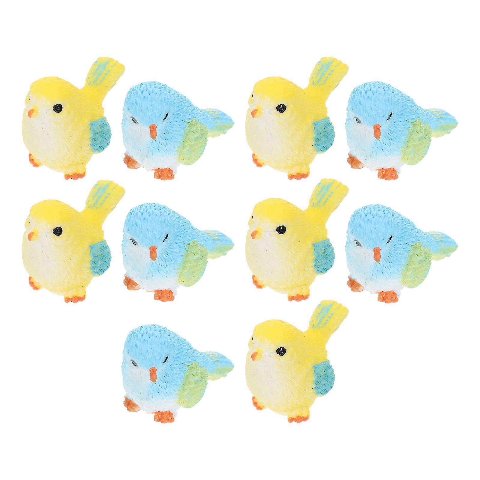 Miniature Bird Decorative Figurines Great For Creating Micro Landscapes In Vibrant Assorted Colors - 10Pcs
