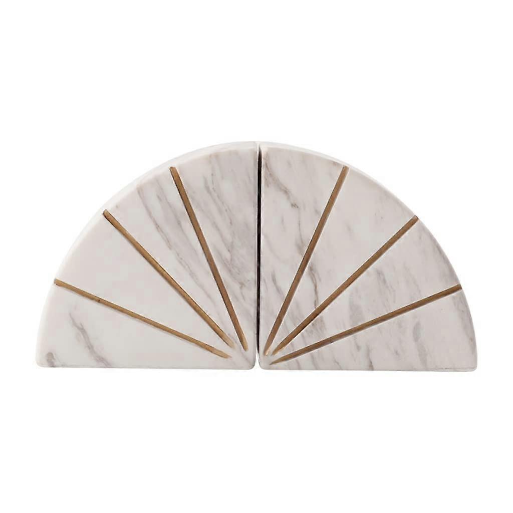 Decorative marble bookends, set of 2 heavy nonslip book stoppers (Gray)