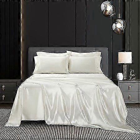 4PCS Satin Bedding Sheet Pillowcase Set