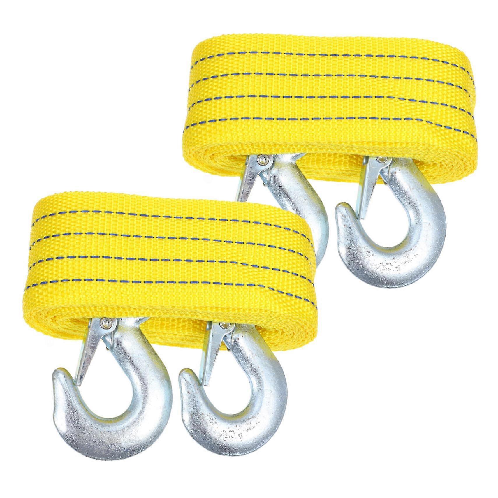 Nylon Tow Straps 2-Pack for Vehicles High-Strength Tow Straps With Hooks Emergency Towing Portable and Compact