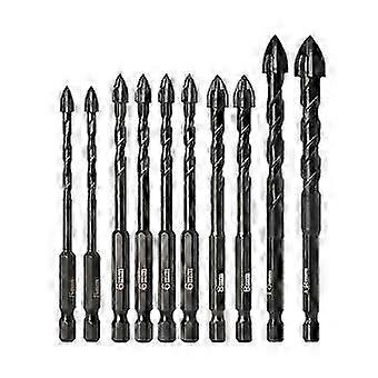 Multifunctional Ceramic Tile Drill Bit Black Hexagonal Handle Screw Triangular Drill 10PC Set Hexag