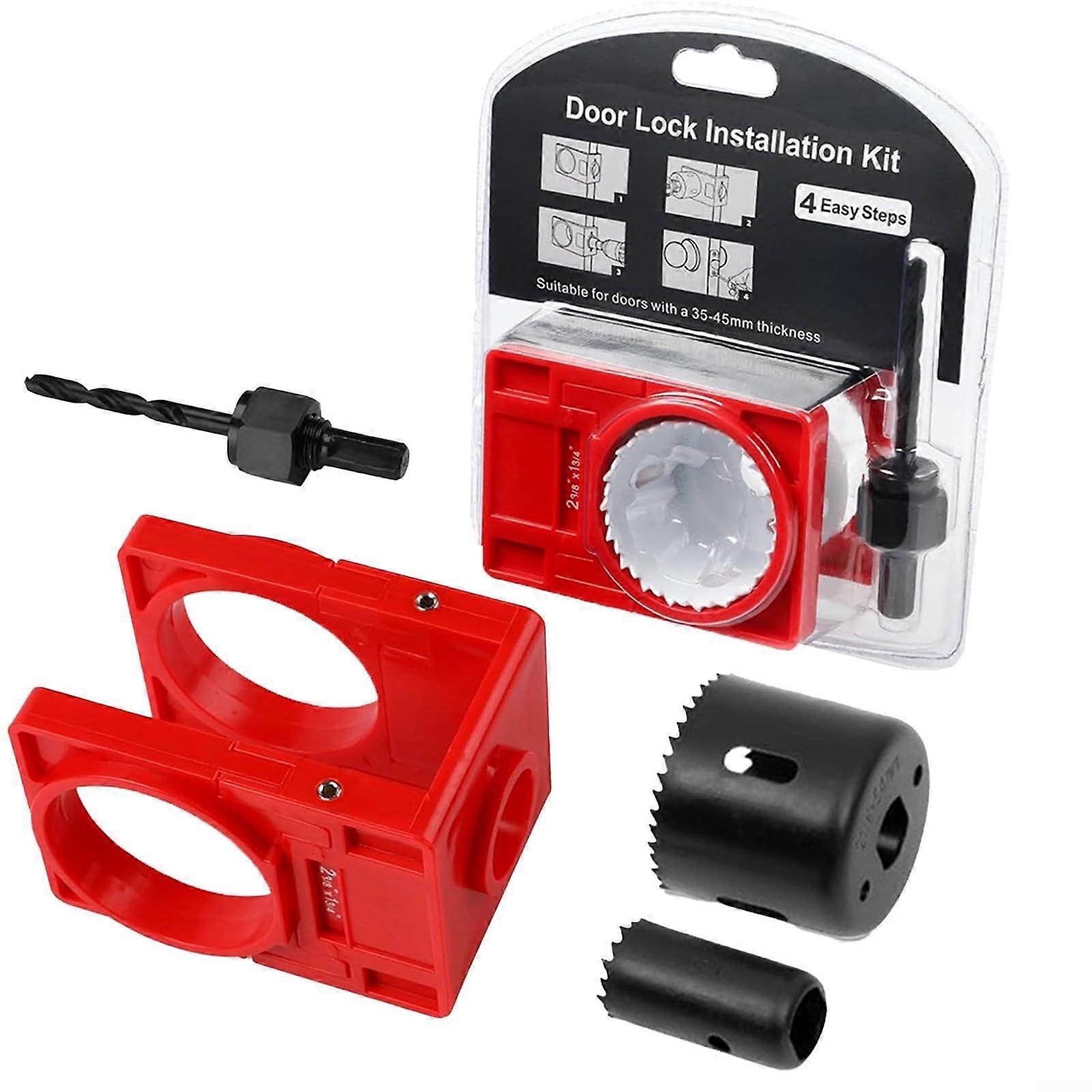 Door Lock Installation Kit with Hole Saws and Drill Guide Template