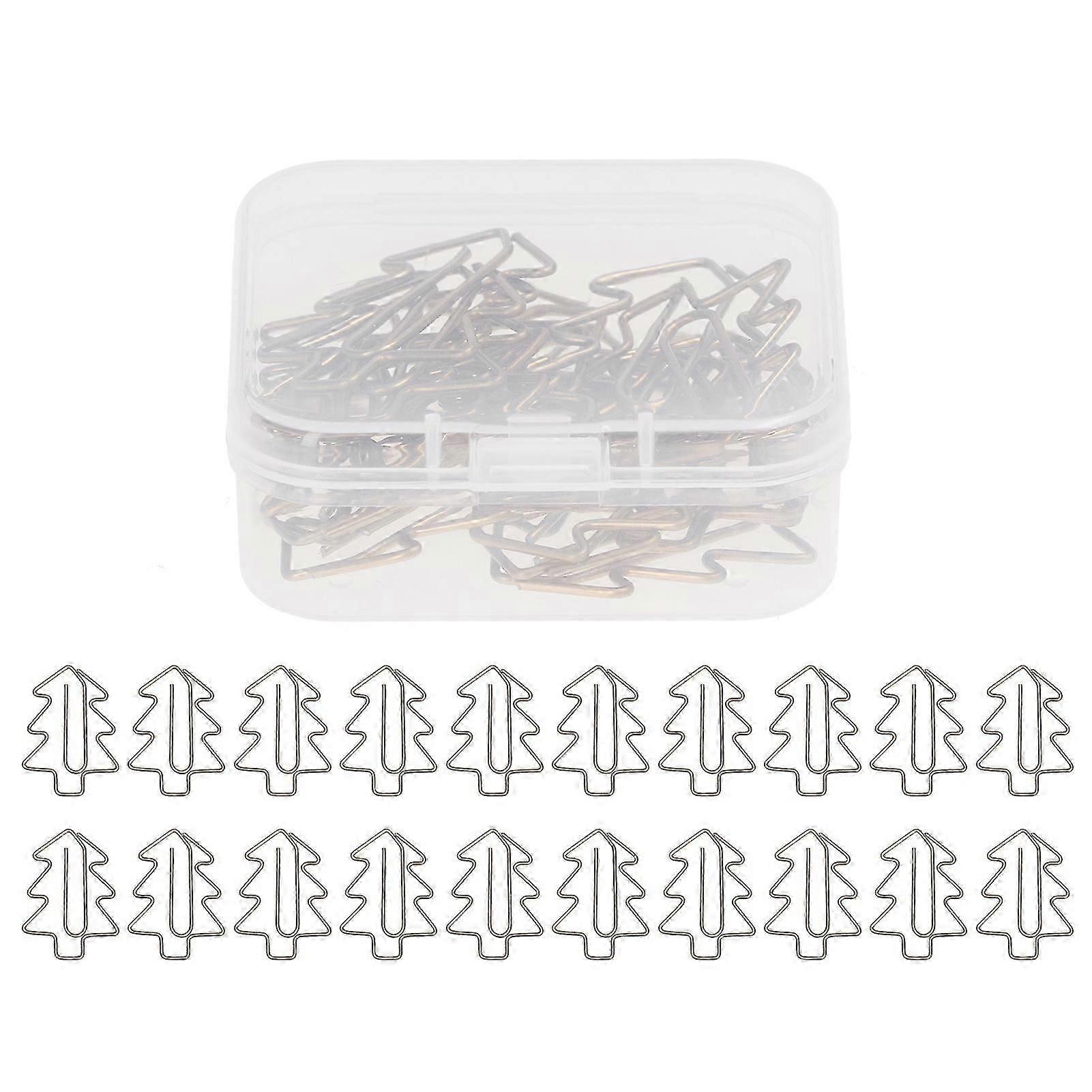 20Pcs Paper Clips Iron Colorfast Rustproof Plating Process Unique Christmas Tree Shape Paperclips for Office School