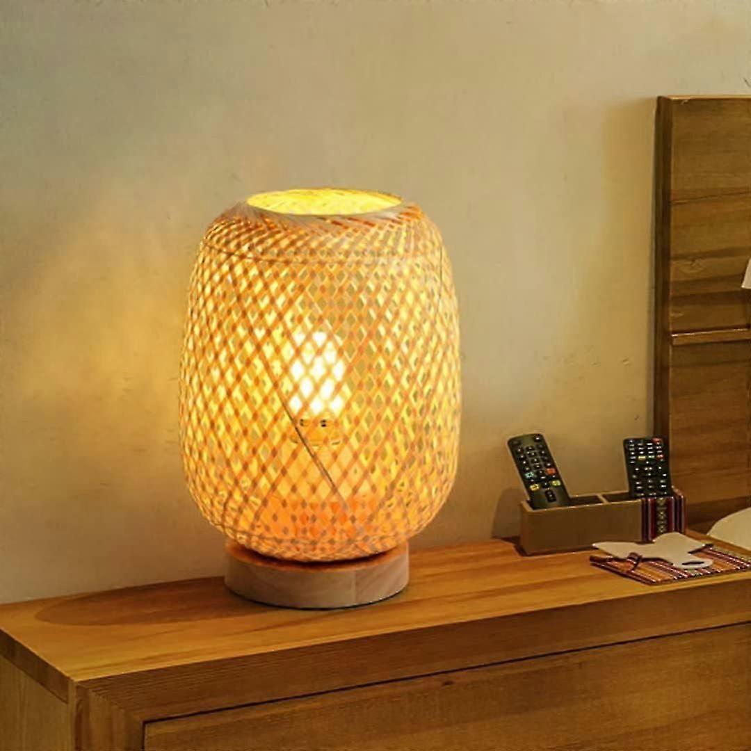 Bamboo Weaving Lantern Table Lamp Bedside Lamp Japanese Style Night Light Decorative Lighting Desk Lampshade for Bedroom, STYLE 1
