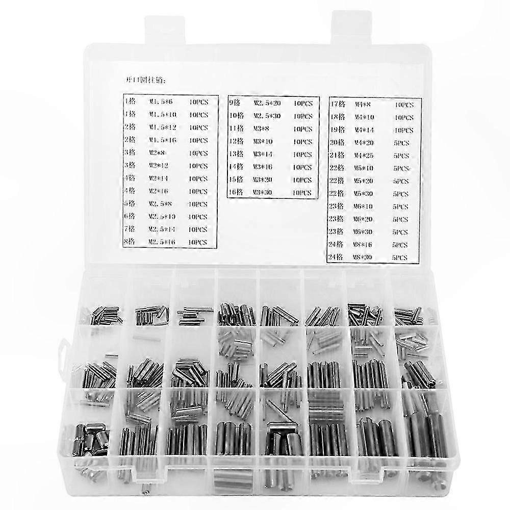 Stainless Steel Spring Pins Assortment Kit - 280 Pieces Cylindrical Cotter Pins Set M1.5 to M8 Sizes for DIY Projects