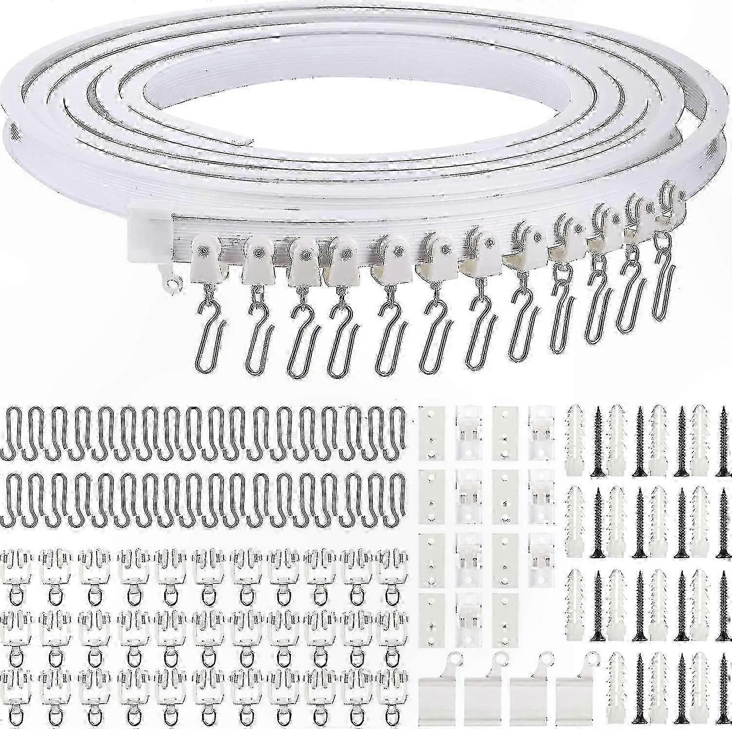 Flexible 5m Ceiling Curtain Track for Curved Windows and Beds, Bendable Rail System for Soft Curtains