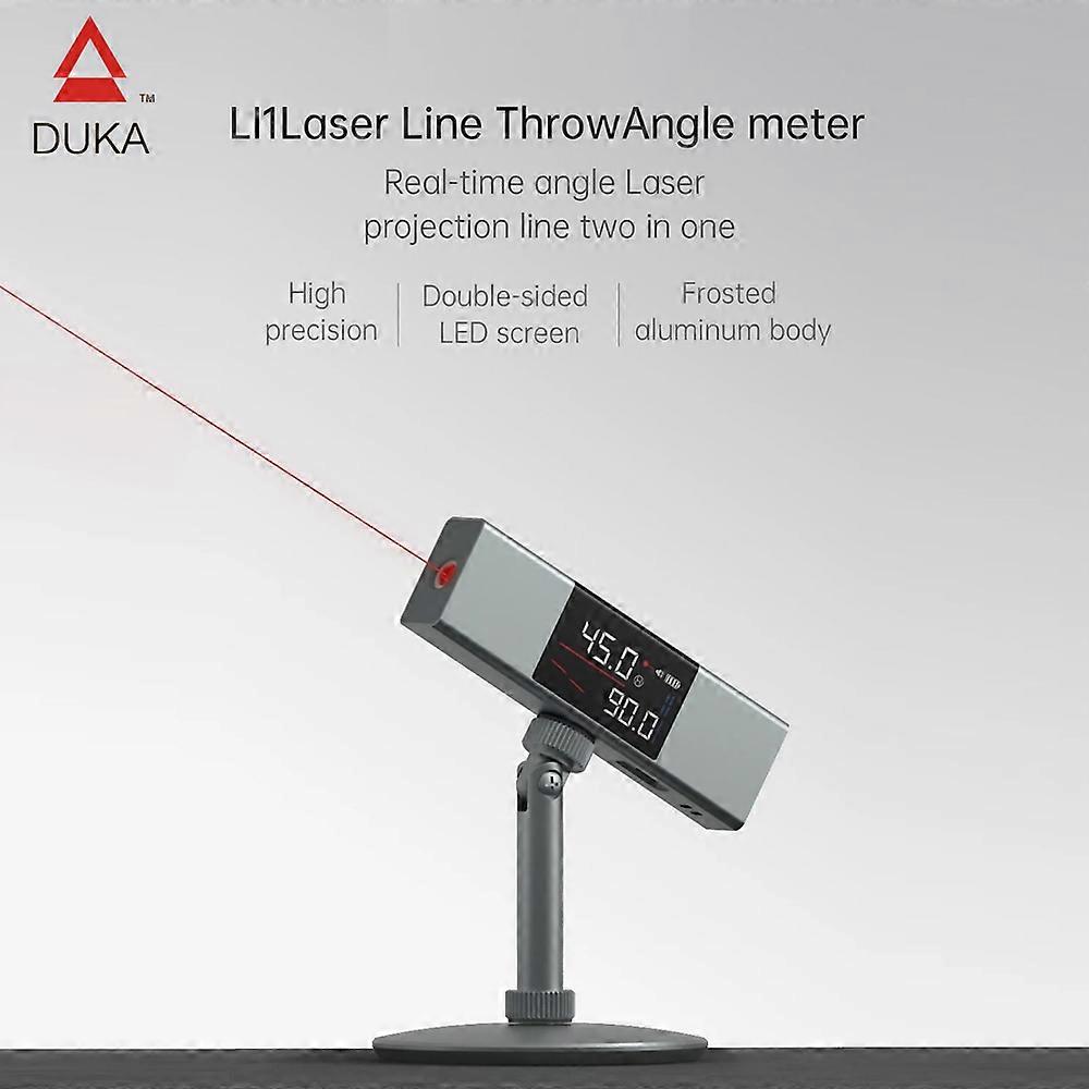 AtuMan DUKA LI1 Digital Angle Finder Laser Protractor Rechargeable Level and Bevel Gauge Inclinometer 360° Cast/Dual LED Screen/unilateral Laser Line