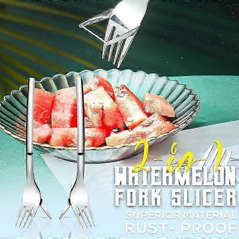 Multi-Purpose 2-in-1 Watermelon Fork Slicer Creative Portable Watermelon Fruit Cutting Pieces Fork Tableware Fork SZRH A-DS