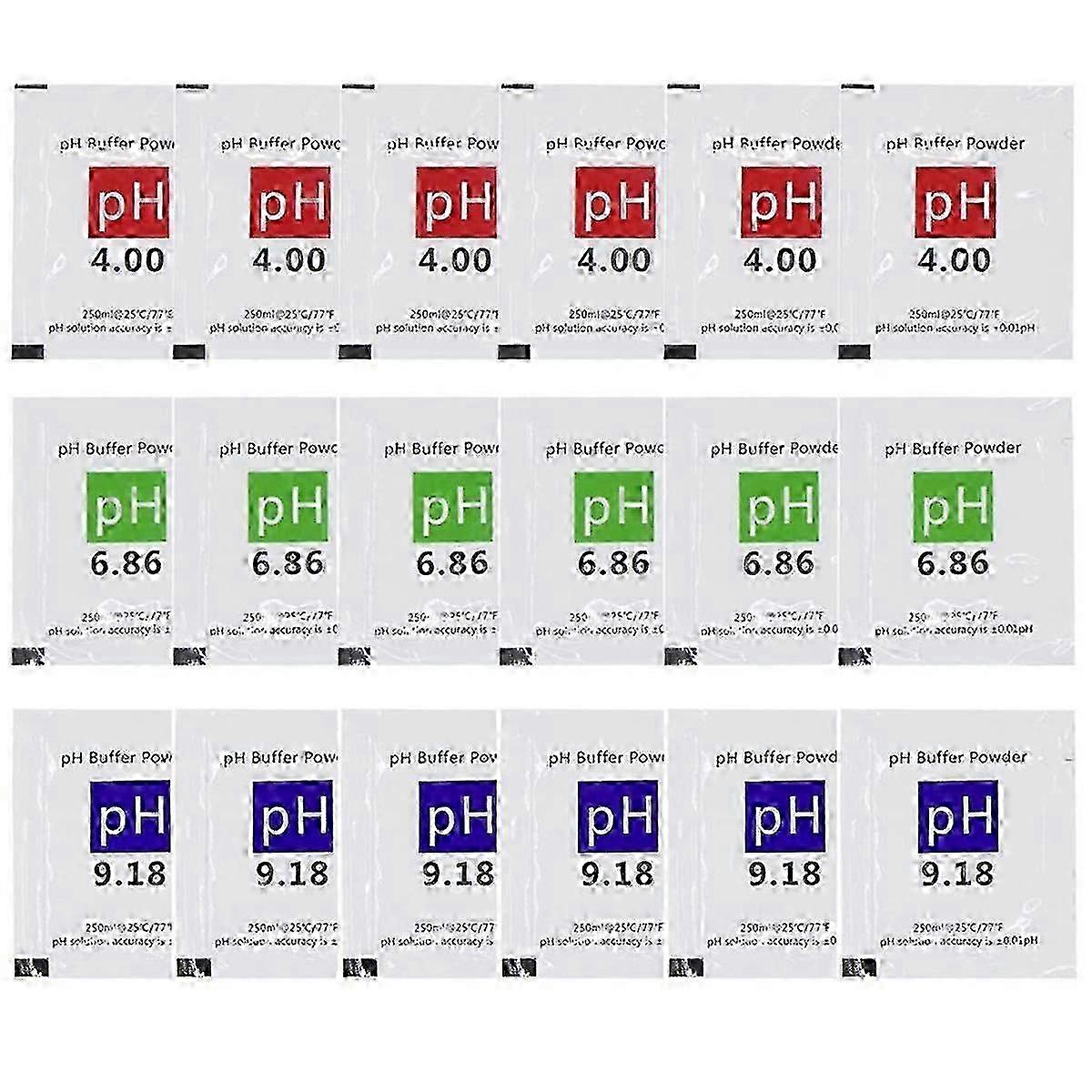 18 Pack PH Meter Buffer Solution Powder 6.86/4.00/9.18, PH Calibration Solution Packets for Precise PH MeterAs Shown SZRH A-DS