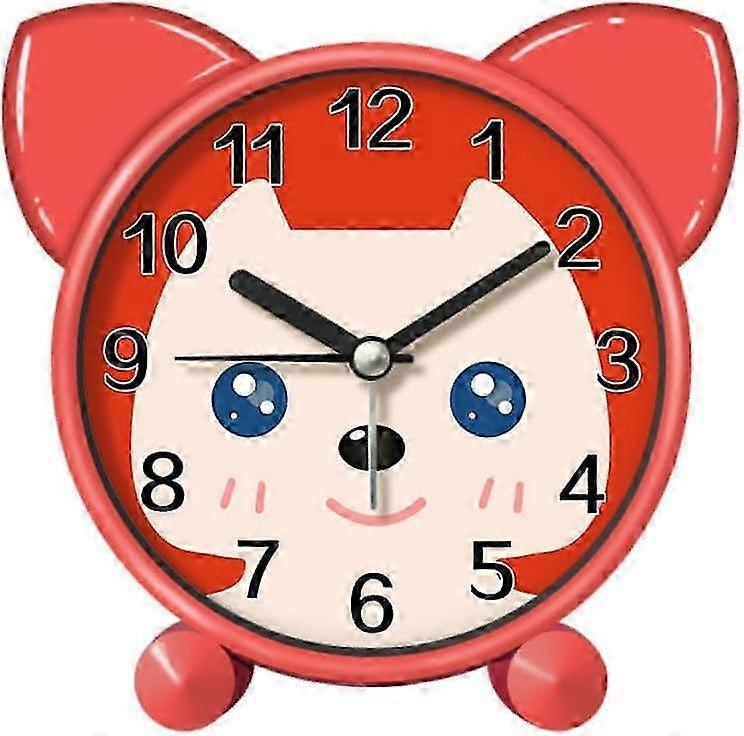No-Tick Silent Analog Alarm Clock with Night Light, Snooze Function and Fox Design for Bedroom