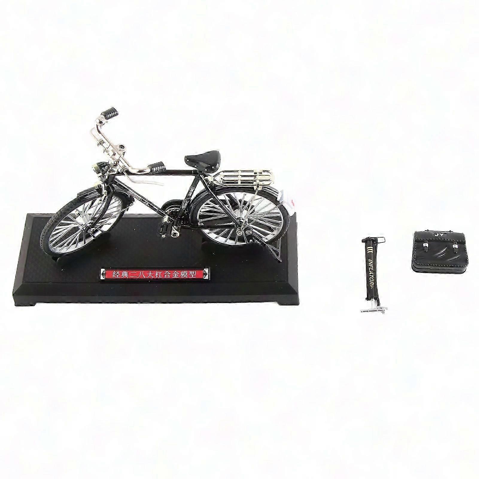 Vintage Alloy Miniature Bicycle Model, Free-Standing Collectible with Inflator Briefcase