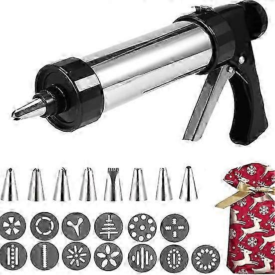 23Pcs Set Stainless Steel Cookie Press Kit Easy to Use Safety Limit Button Comfortable Grip Heavy-duty Cookie Press