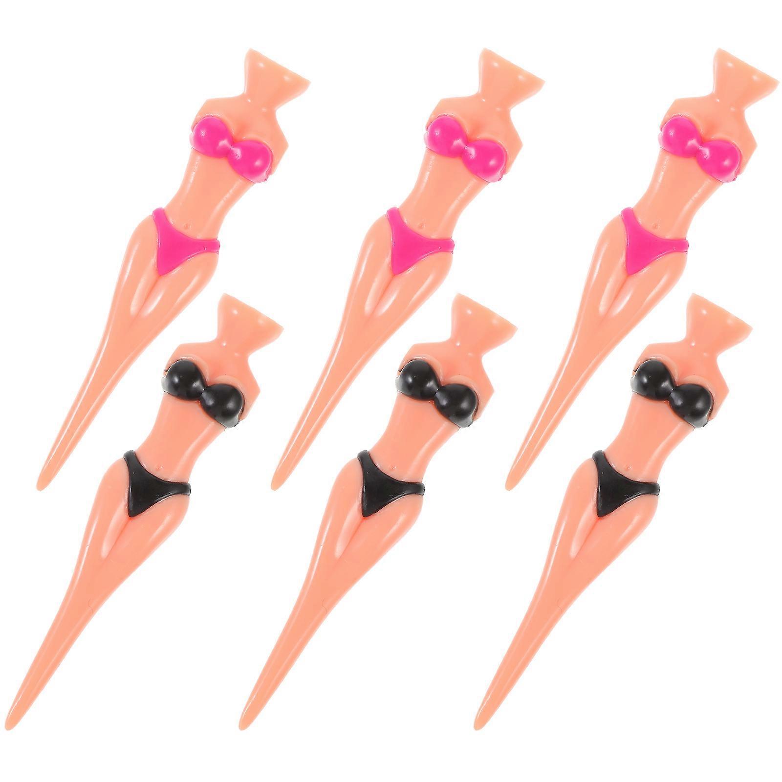 Lady Shaped Plastic Golf Tees with Ball Holders for Stable Course Use 6 Pieces