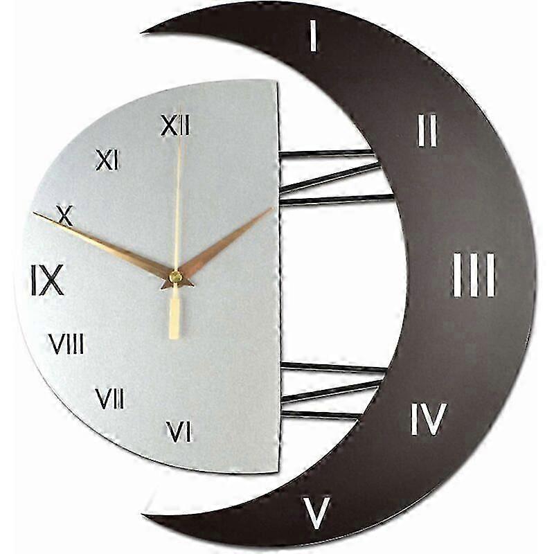 Wall Clock Modern Design Silent Kitchen Clock Creative Moon Shaped Frame Home Decoration Clock