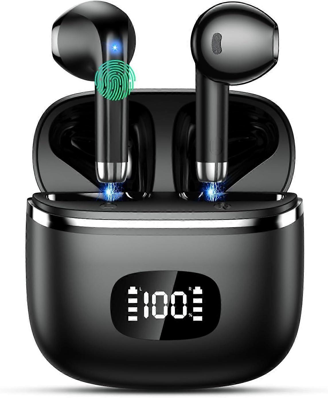 Wireless Earbuds Bluetooth Headphones 5.3 Bass Stereo Earphones, 40H Playtime Earbuds with LED Power Display, Bluetooth Earbud with Noise Cancelling M