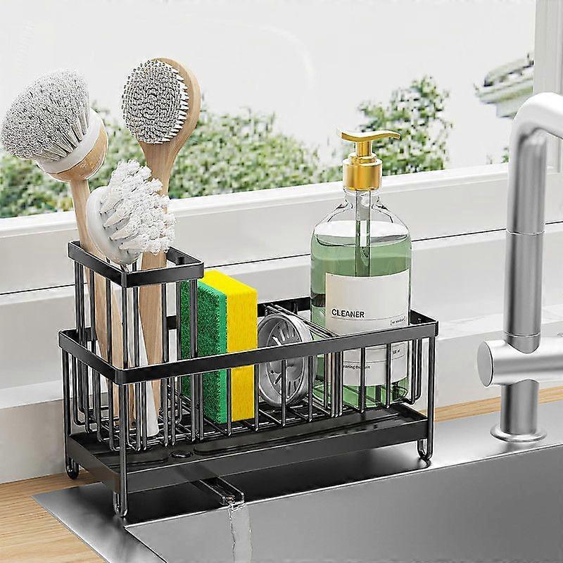 Sponge Holder for Kitchen Sink, Sink Organizer with High Brush Holder
