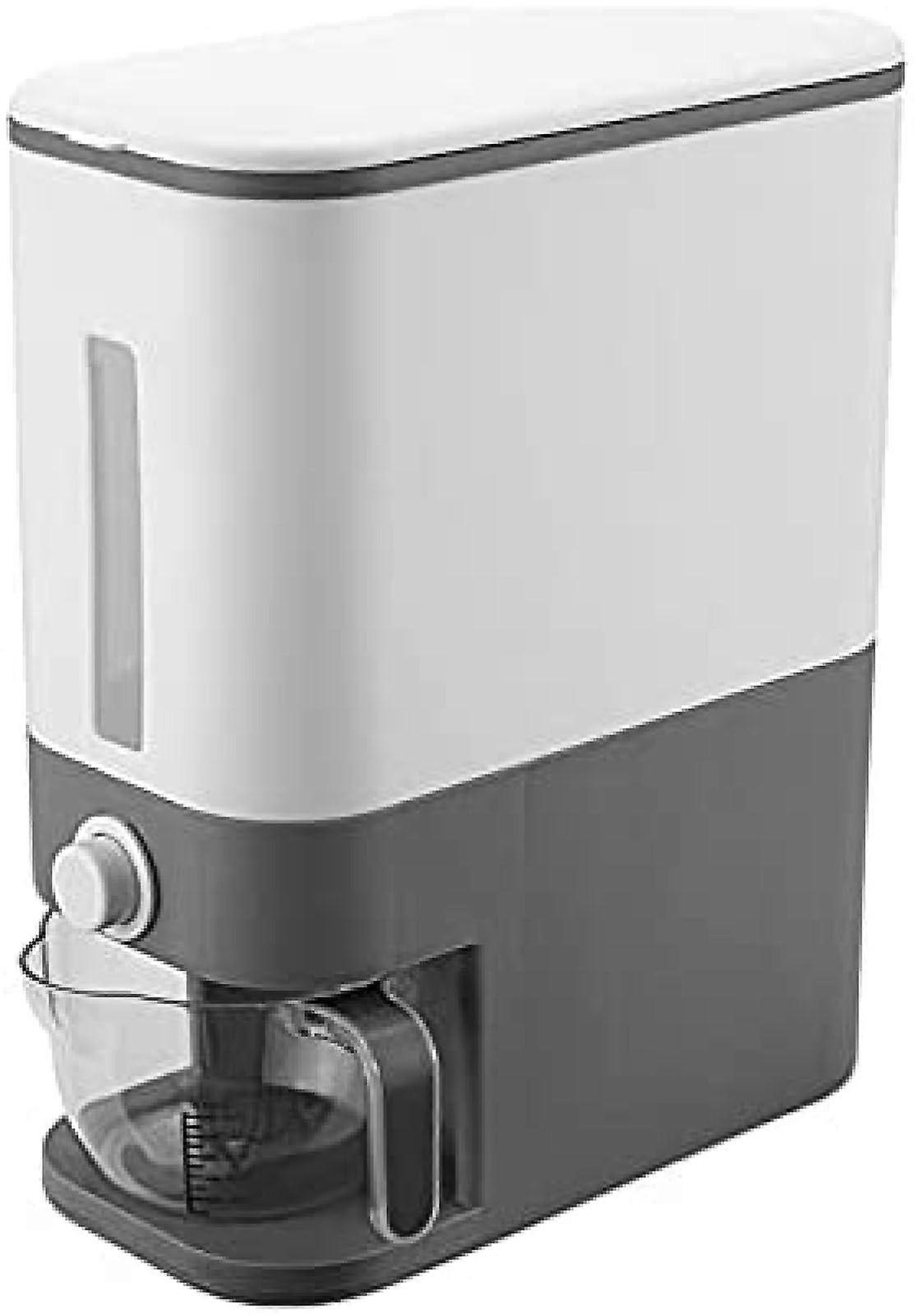 10L Airtight Rice Dispenser, Sealed Grain Container With Lid And Measuring Cup, Moisture Proof Storage, Grey Pleasant63